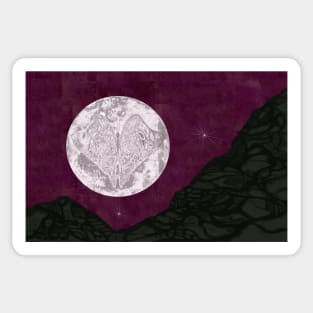 "Flying Free Moon" art design products Sticker